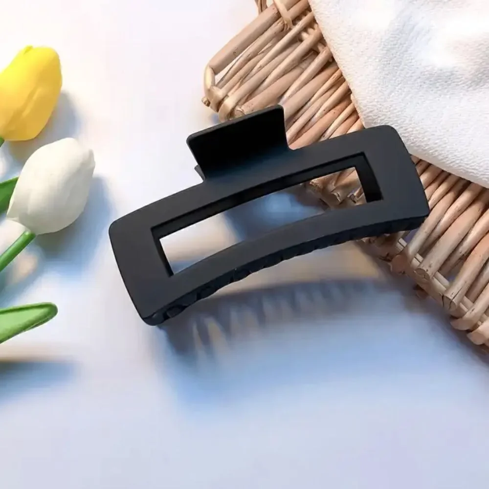 Oversized Square Claw Clip Large Matte Black Rectangle Hair Clip Thick Hair NWT